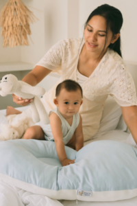 防吐奶嬰兒床 [灰藍色]